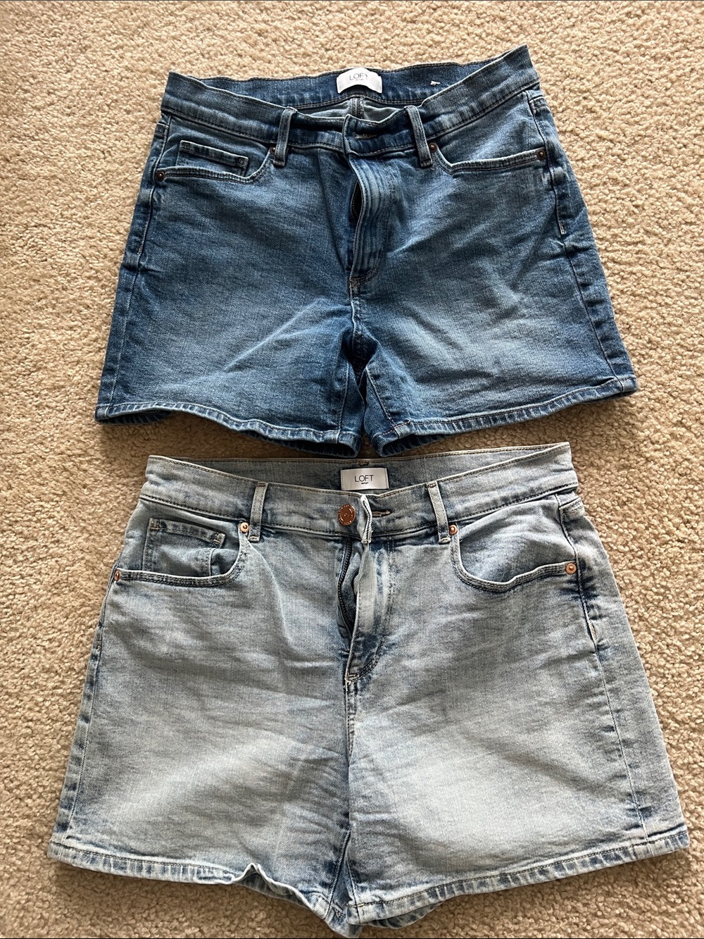 LOFT Women’s Denim Shorts Set - Dark Blue & Light Blue Wash